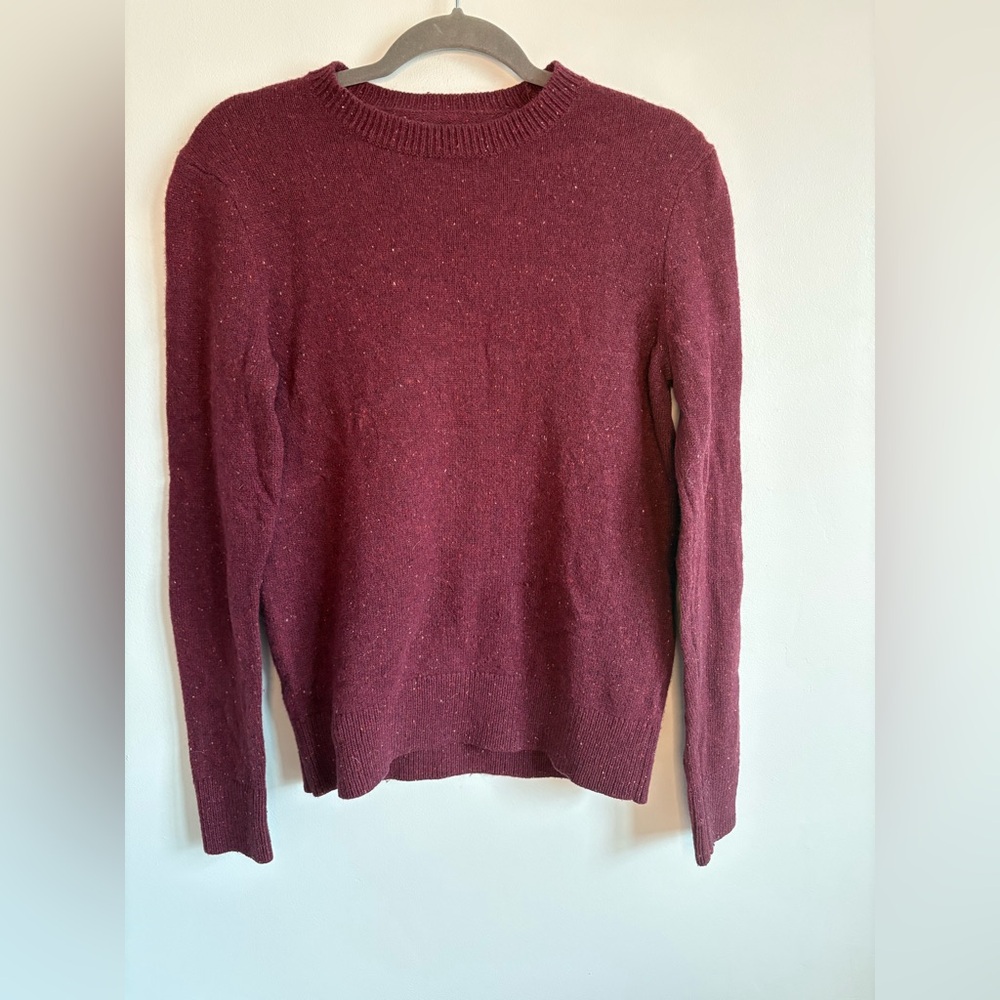 J. Crew Maroon Red Wool Sweater with Elbow Patches - Small